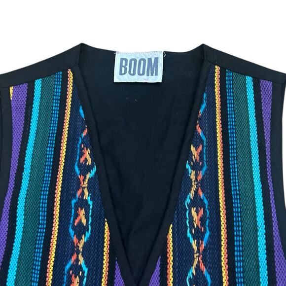 Vintage 90s Rainbow Southwestern Striped Vest Festival Waistcoat / Medium - - Picture 4 of 5